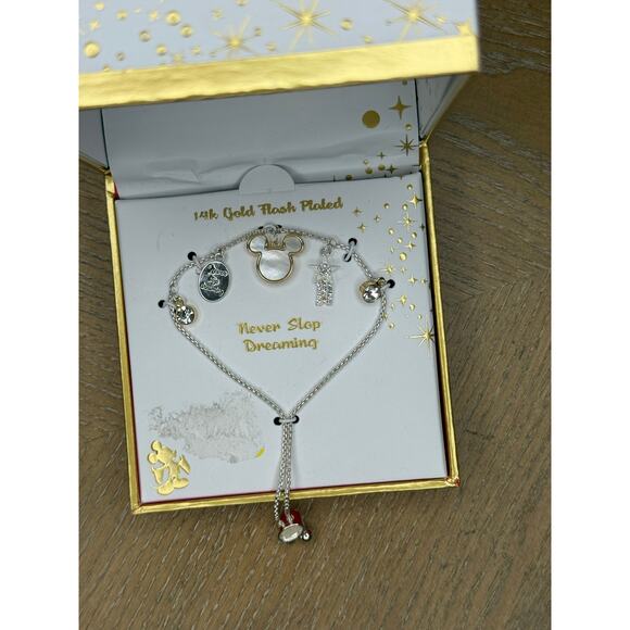 Disney Crystal Mickey Mouse Bolo Bracelet Gold-Tone | NWT - Picture 3 of 4